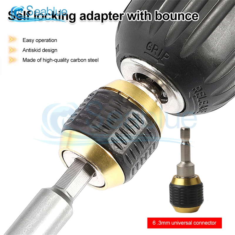 50/60/150mm Keyless Drill Chuck Screwdriver Impact Driver Adaptor 1/4 \'\' Hex Shank Drill Bit Tool Quick Change Convertor Adapter