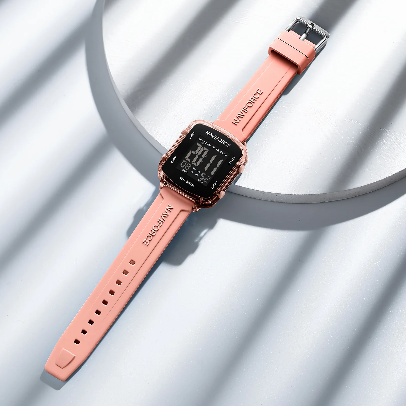 NAVIFORCE 7120, повседневные цифровые часы для женщин, простые силиконовые водонепроницаемые модные женские электронные часы с квадратным циферблатом, reloj mujer