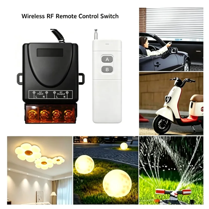 433Mhz Wireless Remote Control Switch AC 110V 220V 10A Relay 1CH Receiver Controller and 2 Button RF433 Mhz Transmitter