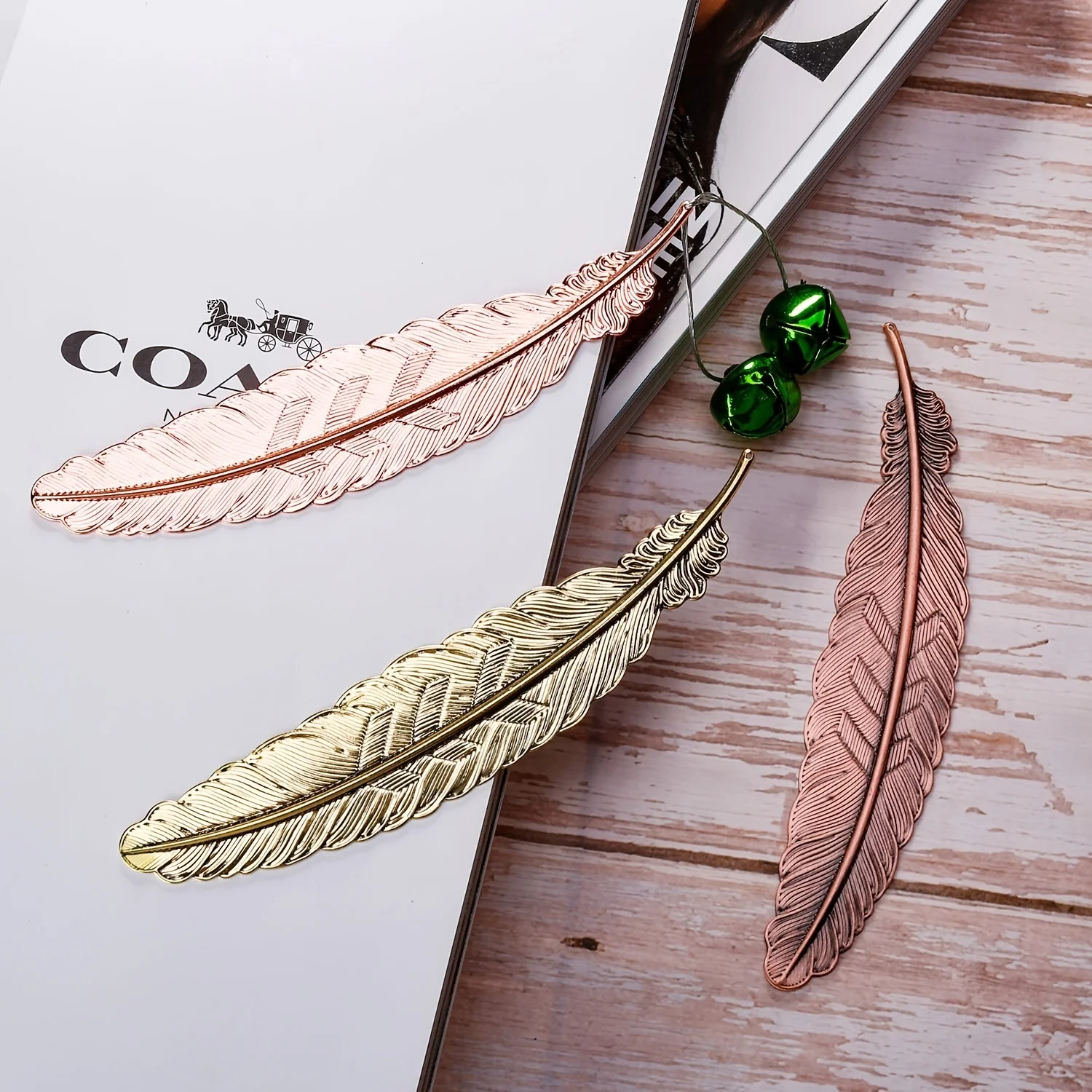 MOHAMM 9pcs Retro Feather Metal Bookmarks for Read Markers Adults and Kids 9 Colors