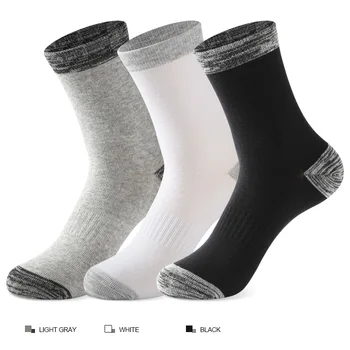 6 par/lote calcetines deportivos para hombre Otoño Invierno 100% algodón correr negro deportes senderismo calcetines negro blanco gris calcetines largos de tubo para hombre
