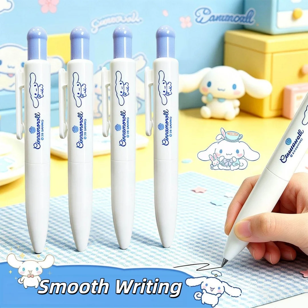 10/4/2Pc Cinnamoroll Hello Kitty Press-Type Gel Pen Sanrio Cartoon Portable Black Signature Pen Student Stationery
