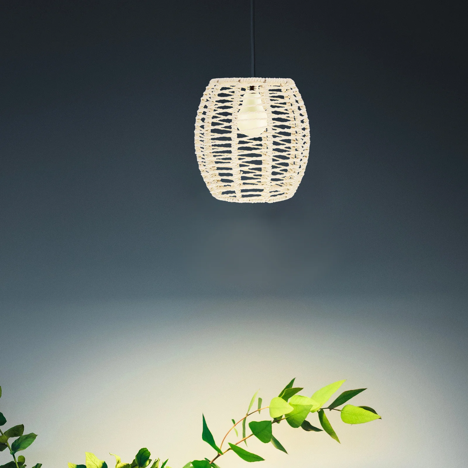 

Woven Lampshade Pendant Light Shade Replacement Iron Paper Material Hanging Ceiling Light Shade for Cafe Hotel Bar