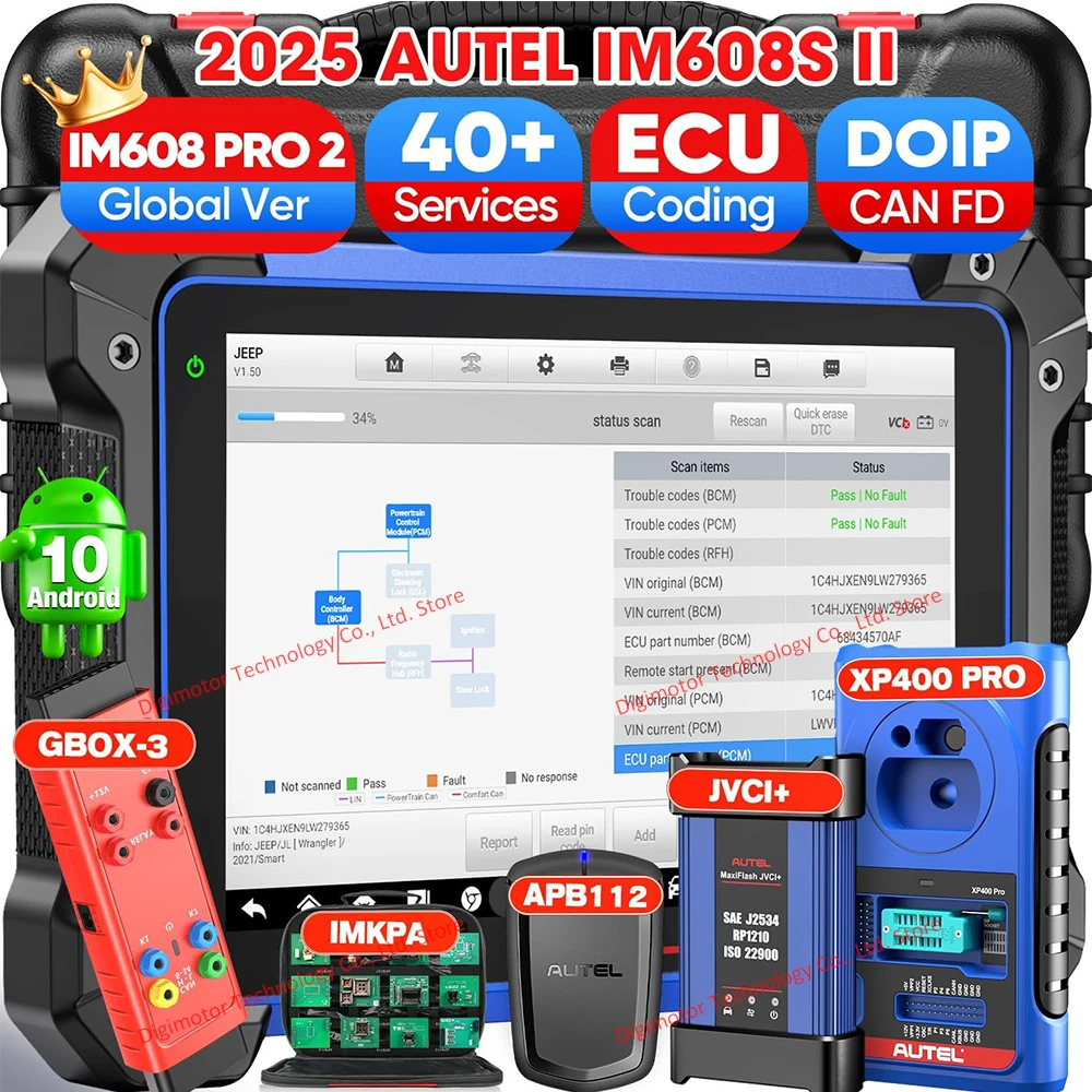 Autel MaxiIM IM608S II Full Key Programmer OBD2 Scanner IM608 II Car Diagnostics Tools Top IMMO Key Programming PK IM508S KM100