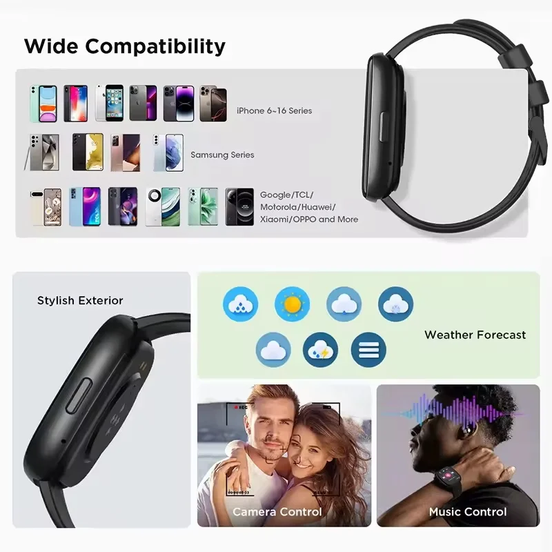 For Huawei Xiaomi Smart Watch Men Women Heart Rate 1.83 Inch AMOLED Screen Waterproof Bluetooth Call Sports Smart Watch 2024 New