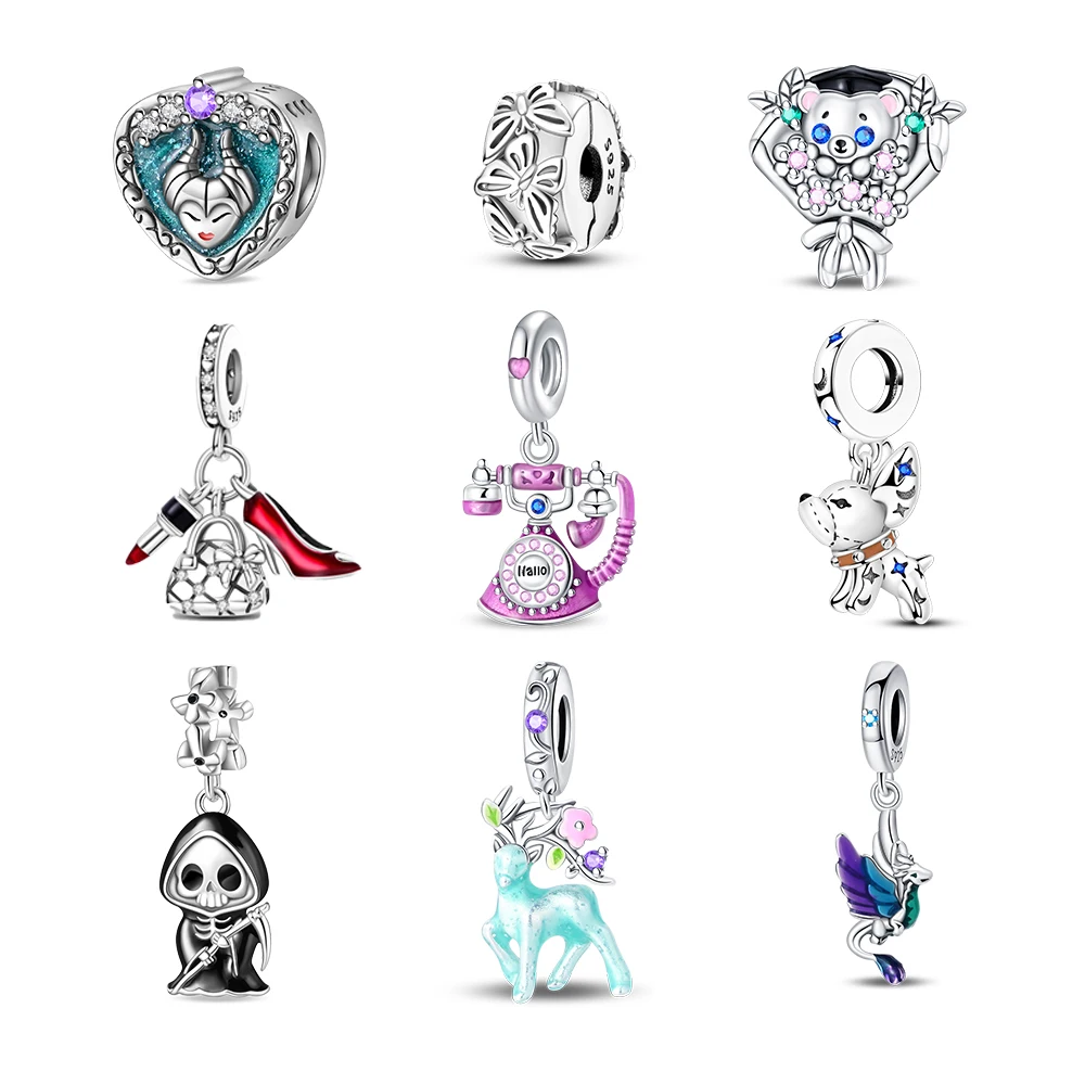 Silver Plated Maleficent Cz Charm Fit Bracelet Women Anniversary Jewelry Gift