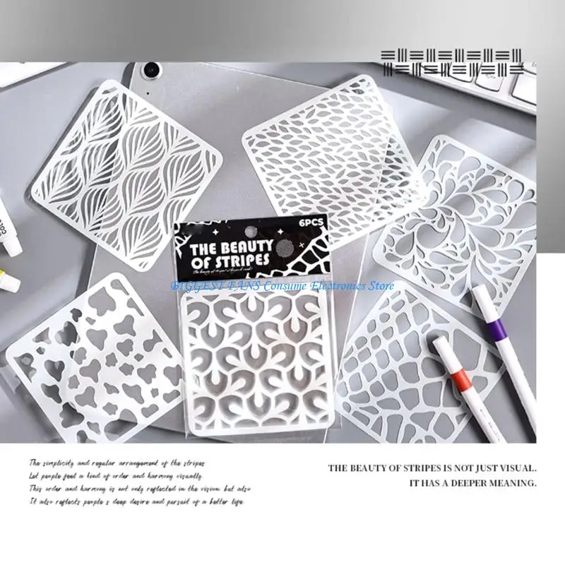 6 PC STENTICI STENZIONI MODELLI DRIVAMENTO STOCCHI STENCILI PITTURA