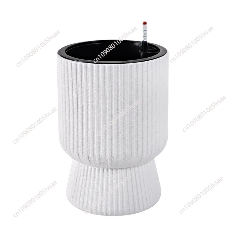Nordic simple imitation cement large flower pot resin plastic thickened self-priming water lazy