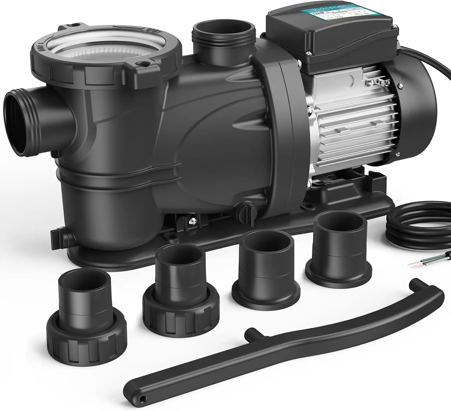 Pool Pump with timer,7350GPH,220V,2 Adapters,Powerful In/Above Ground Self Primming Swimming Pool Pumps