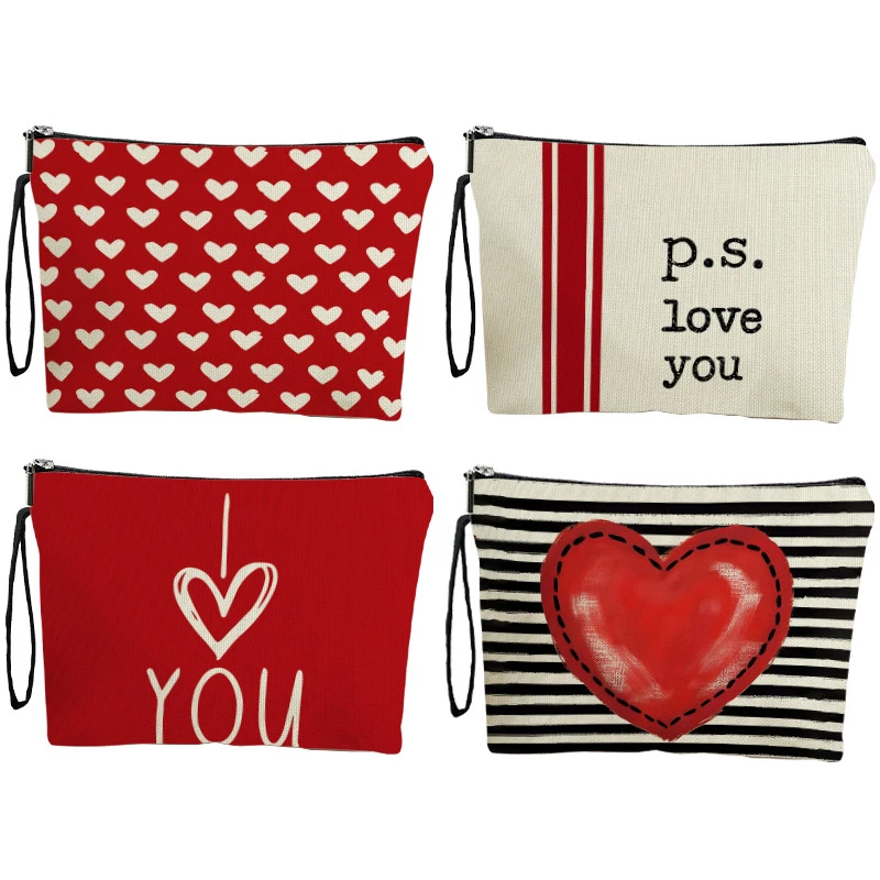 

Fashion Heart Cosmetic Bag Large Capacity Makeup Bag Travel Toiletry Pouch Multifunctional Portable Storage Bags Girls Gift