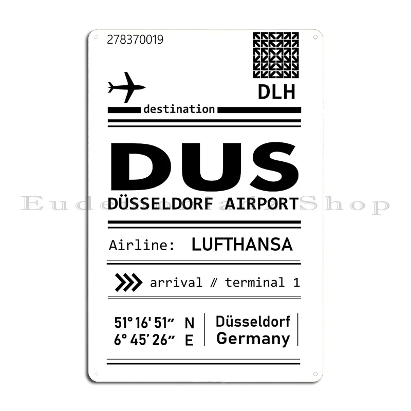 Baggage Day Dusseldorf Metal Sign Poster Club Plaques Designing Living Room Character Tin Sign Poster