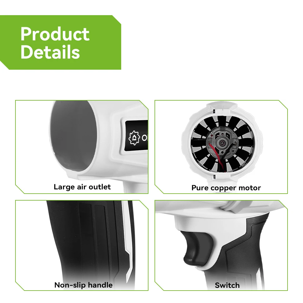 ONEGREEN 200 M/S Elektrische Draadloze Draagbare Turbo Blower Tuin Yard Stof Blad Blazen Huishoudelijk Gereedschap Voor Makita 18V Batterij pin