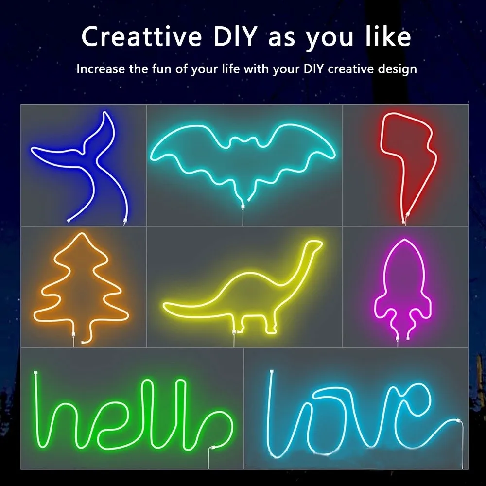 Smart Lights RGB Neon Strip Waterproof 5V Power Neon Strip Lights App Control Color Change Atmosphere Light Party Decor