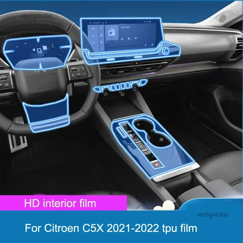 

TPU for Citroen C5X C5-X 2021 2022 Transparent Protect Film Car Interior Sticker Center Console Gear Door Navigation Air Panel