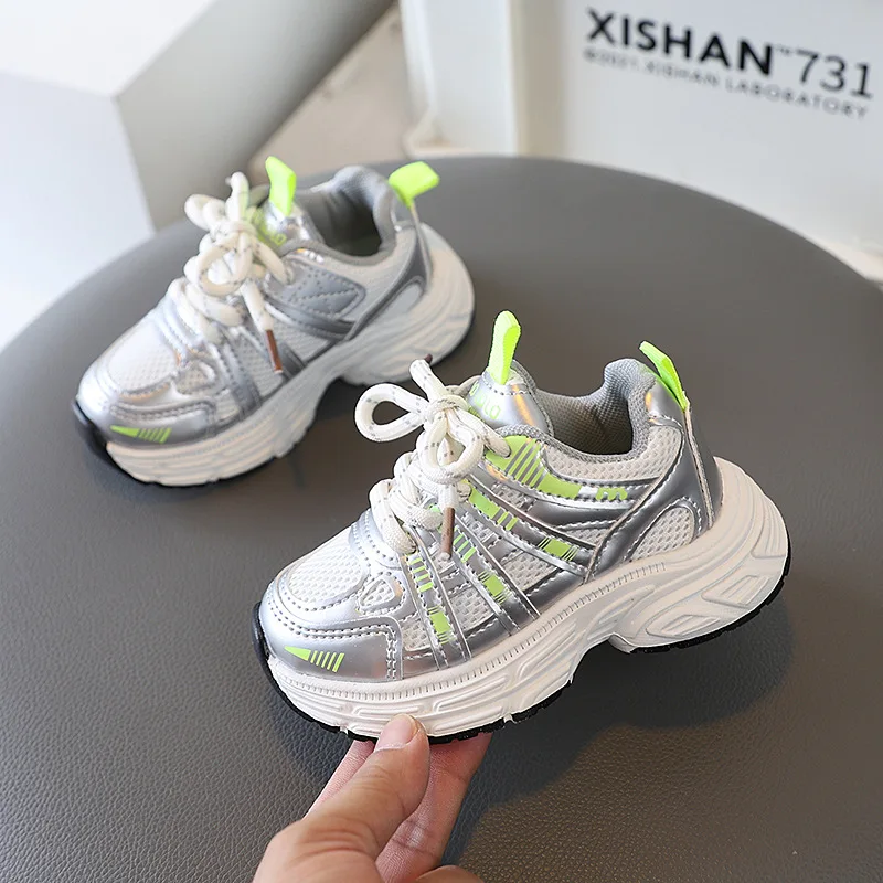 Spring Autumn Kids Lace-Up Casual Shoes Children Soft Sole Breathable Sock Shoes Boys Girls Mesh Sneakers Campus Casual Shoes