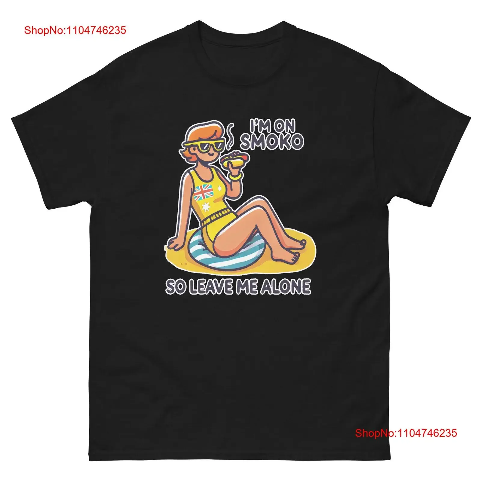 Camiseta divertida I'm On Smoko Girl Sitting With Hot Dog, ropa de calle estirada elegante y lavada vintage, gráfico versátil, suave y ligeramente