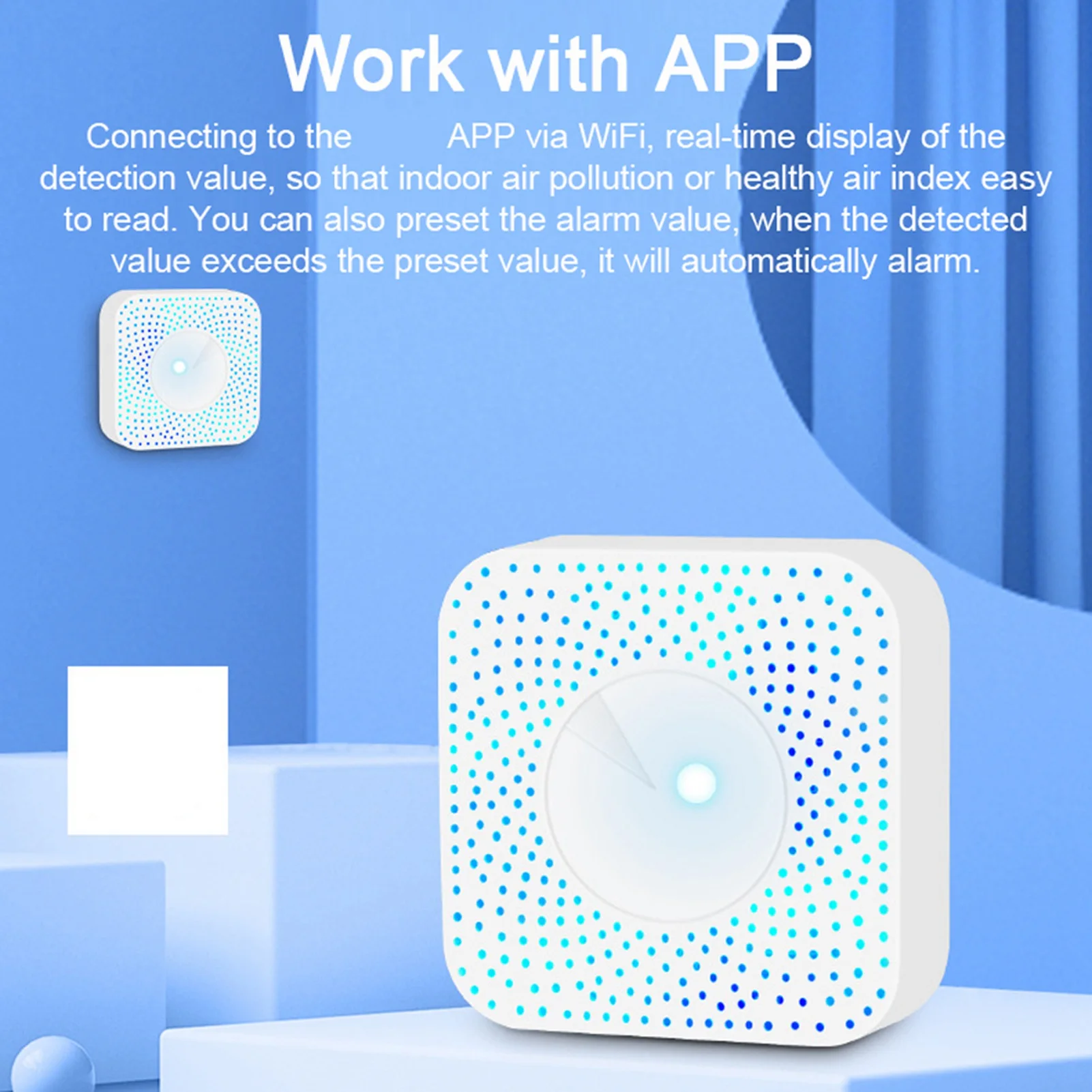

Tuya WiFi Intelligent Air Quality Monitor 6-in-1 Air Housekeeper PM2.5/Formaldehyde/VOC/CO2/Temperature/Humidity Detector