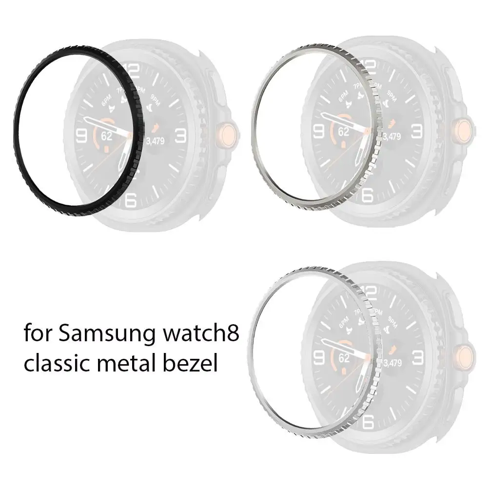 إطار معدني لساعة سامسونج جالاكسي 8 كلاسيك 46 ملم، غطاء إطار من الفولاذ المقاوم للصدأ حماية نحيفة - إطار ساعة 46 ملم W2G6