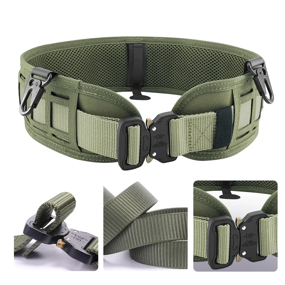 Multifuncional Tactical Nylon Belt, Airsoft Molle Belt, treinamento ao ar livre, macio acolchoado, combate, caça, batalha cintura