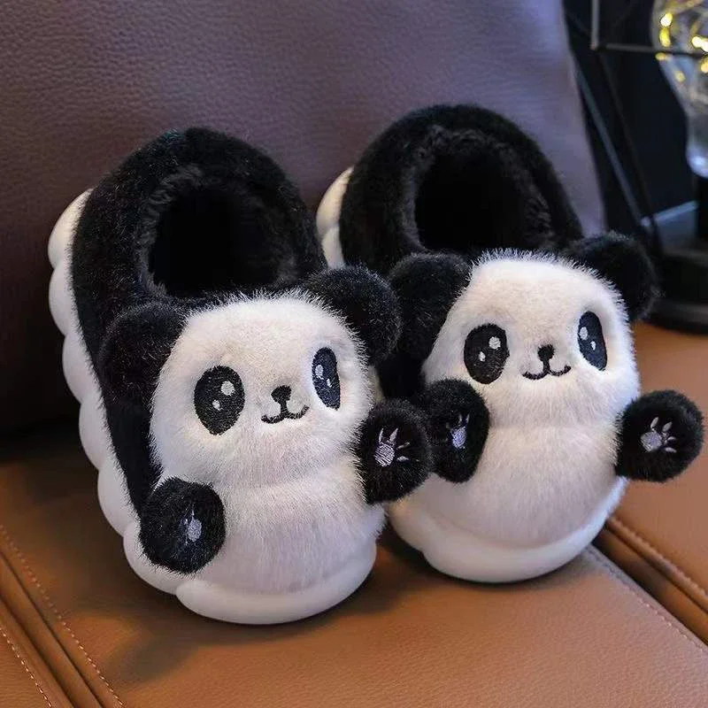 Children Winter Slippers Cotton Shoes Cute Cartoon Panda Slipper Child Thick Soled Home Warm Non-slip Indoor Mother Kids Shoe