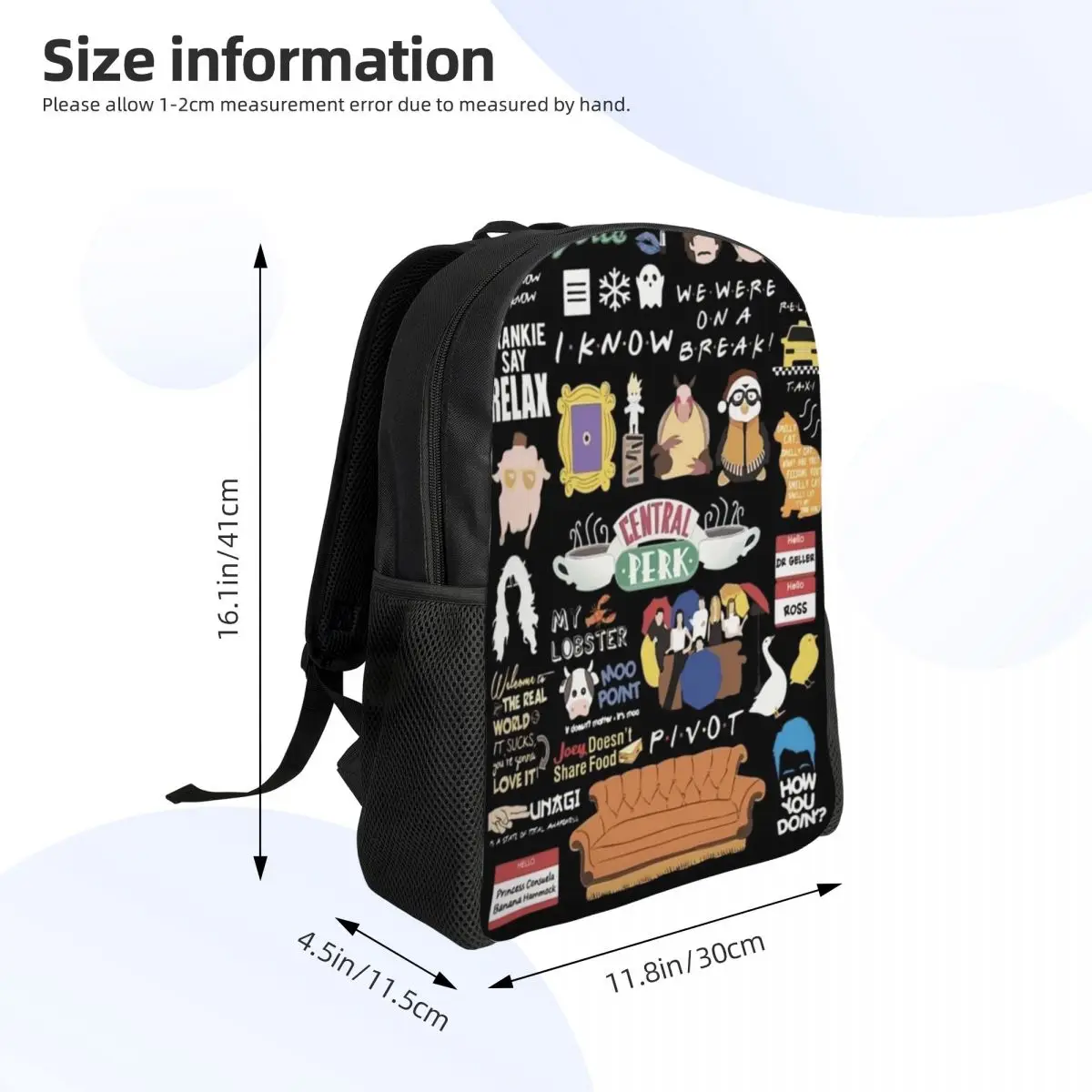 Unisex Funny Friends Collage Student Backpack School Bag Hiking Travel Daypack for Boys Girls Fashion Bookbag Shoulder Bags