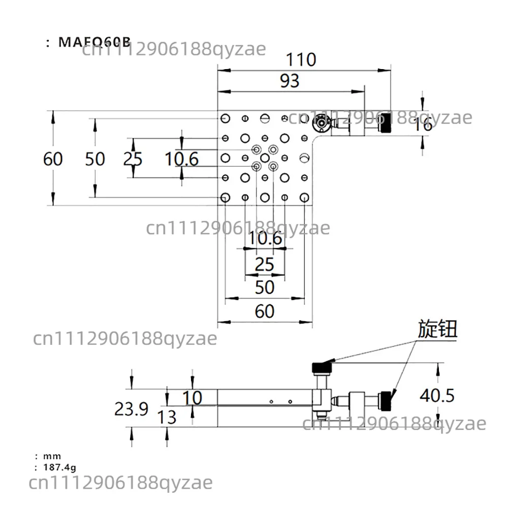 High-Precision Manual Tilt Stage MAFQ60B, 60x60mm for Micron-Level Pitch & Yaw Adjustment in Optics
