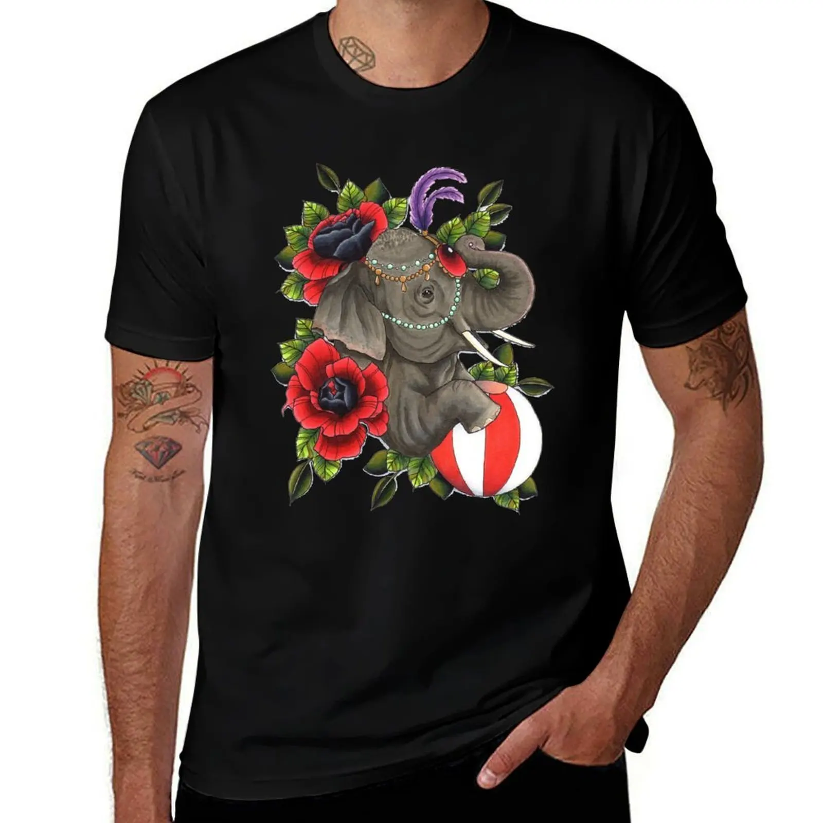 Circus Elephant T-Shirt Quick Dry Training Short Sleeve Tee T-Shirt