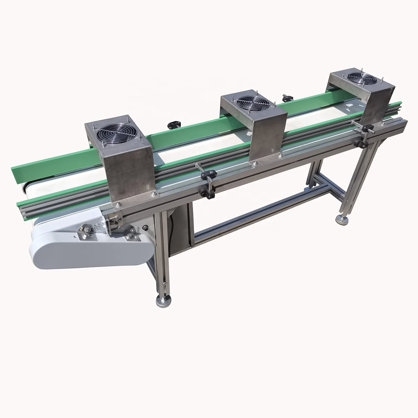 Adjustable Speed China Factory Direct Custom with Fans Pu Food Belt Conveyor for Food Shop
