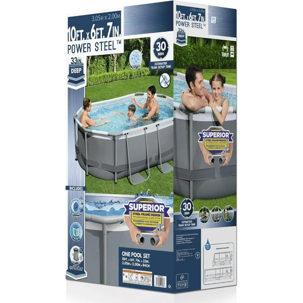 Imagem -06 - Outdoor Garden Pool Grupo Inclui Bomba de Filtro e Chemconnect Dispenser Oval Grande Piscina Familiar 10 x x 33