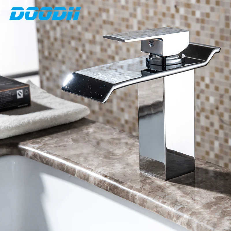 

DOODII Wholesale And Retail Chrome Finished Waterfall Bathroom Faucet Bathroom Basin Mixer Tap with Hot and Cold Water