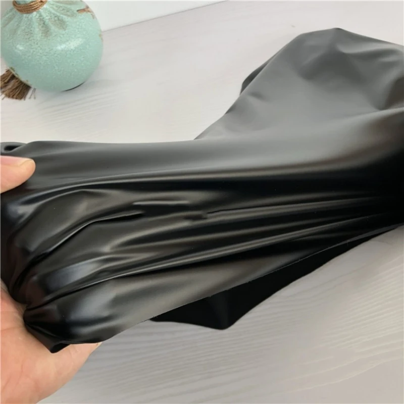 Dark Black Matte High Elastic Lamb Leather Soft Smooth Delicate Fabric Wholesale Cloth for Sewing Meters Diy Material