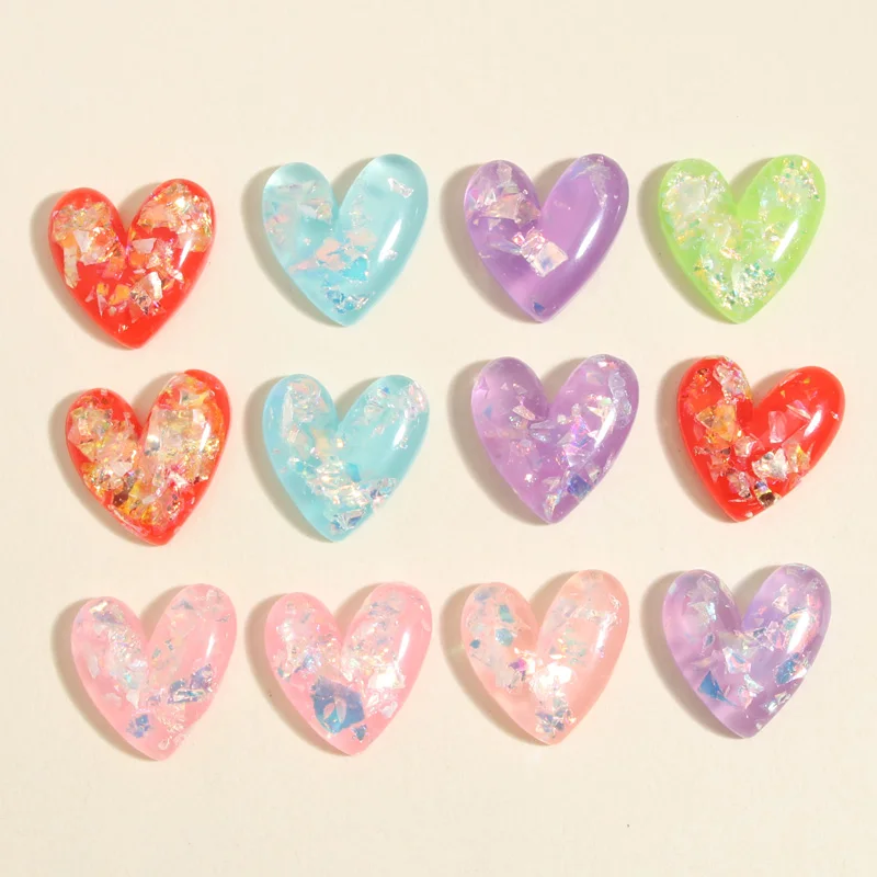 5pcs 20x19mm Random Mix Colorful Resin Heart Charms Love Pendant For DIY Handmade Necklaces Earrings Jewelry Making Accessories