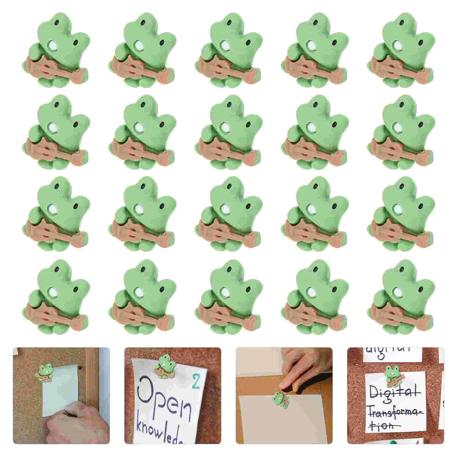 20 Pcs Frog Pushpin Multi-function Thumb Tacks Decorative Poster Accessory Supply Pushpins Message Board Cartoon Portable