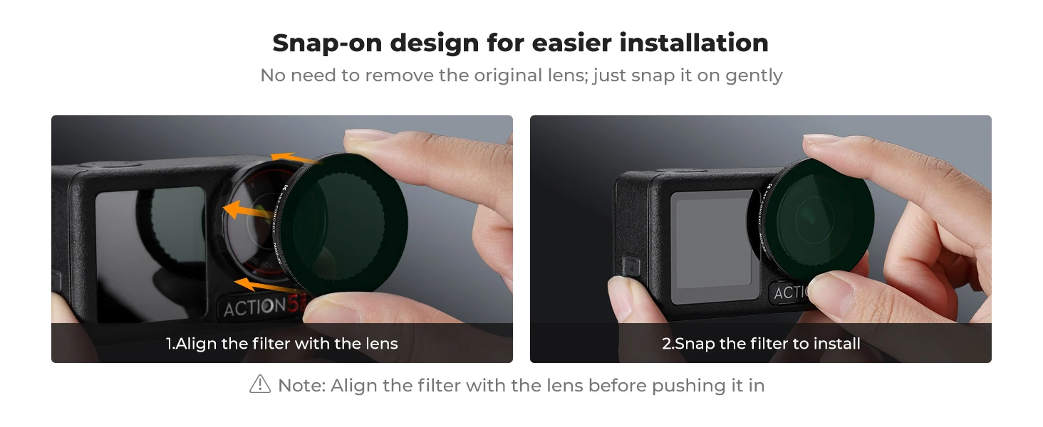 K&F CONCEPT Variabler ND2-32 Filter für DJI Osmo Action 5 Pro 4 3 Snap-on Originalfilter bleibt Einfach zu nutzen – Detail 11