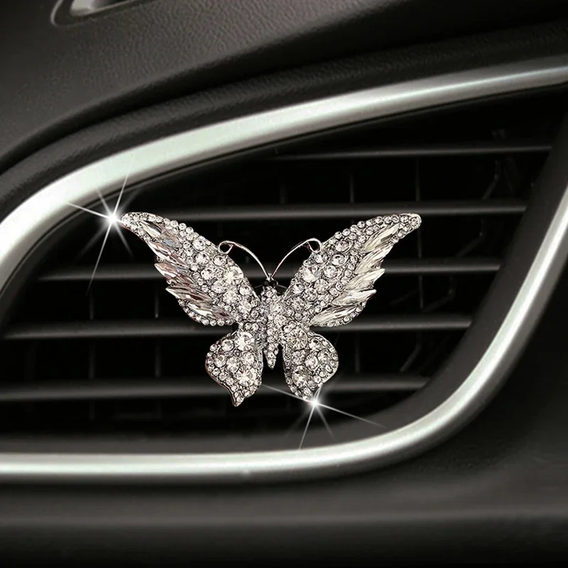 

Rhinestone Butterfly Car Perfume Clip Diamond Butterfly Car Air Freshener Perfume Clip Auto Decoration Accessories Interior