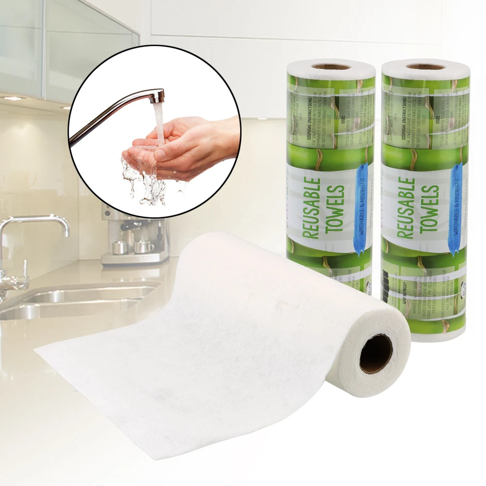 Washable Absorbent 20pcs/Roll Home Kitchen Paper Towel Clean Washing Towel Reusable Bamboo Towels Washable Dish Cloths