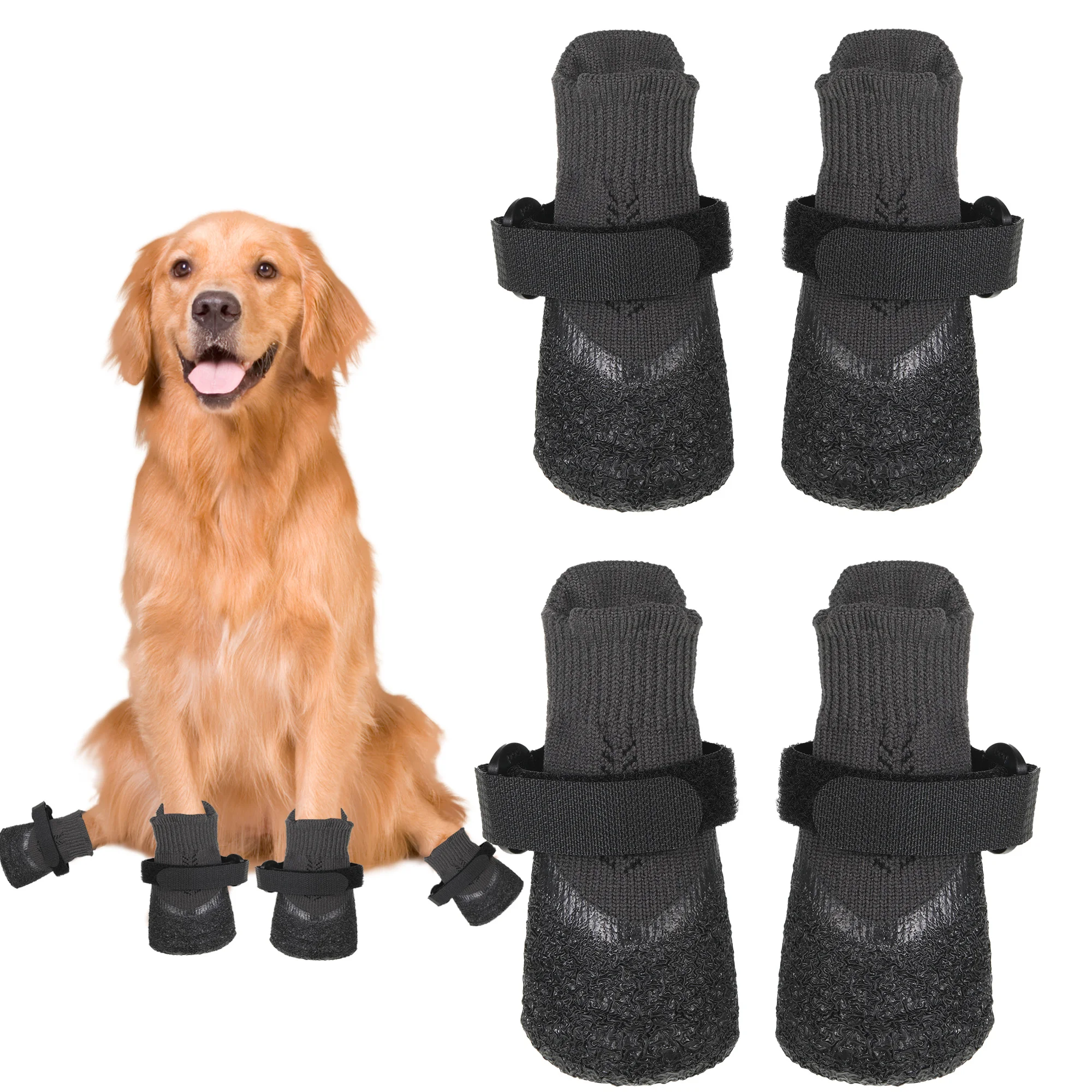 4pcs Rubber Multi-functional Dog Shoes Indoor And Outdoor Activities Waterproof Pet Dog Shoes Safe