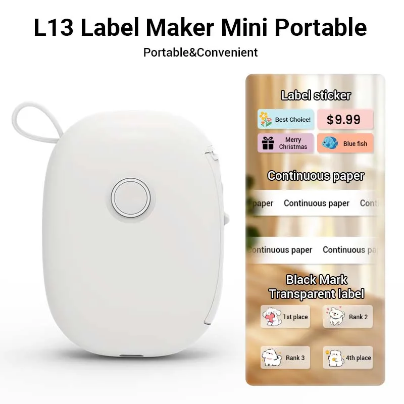 Mini Portable Thermal Printer Bluetooth Wireless Pocket Label Maker Home Study Without cutter with 1roll Stickable Label Paper