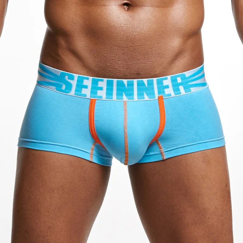 Men's Cotton Boxer Brief Contrast Color Stitching U-Convex Pouch Design Low-Rise Sexy Fit Breathable Soft for Daily Fashion Wear