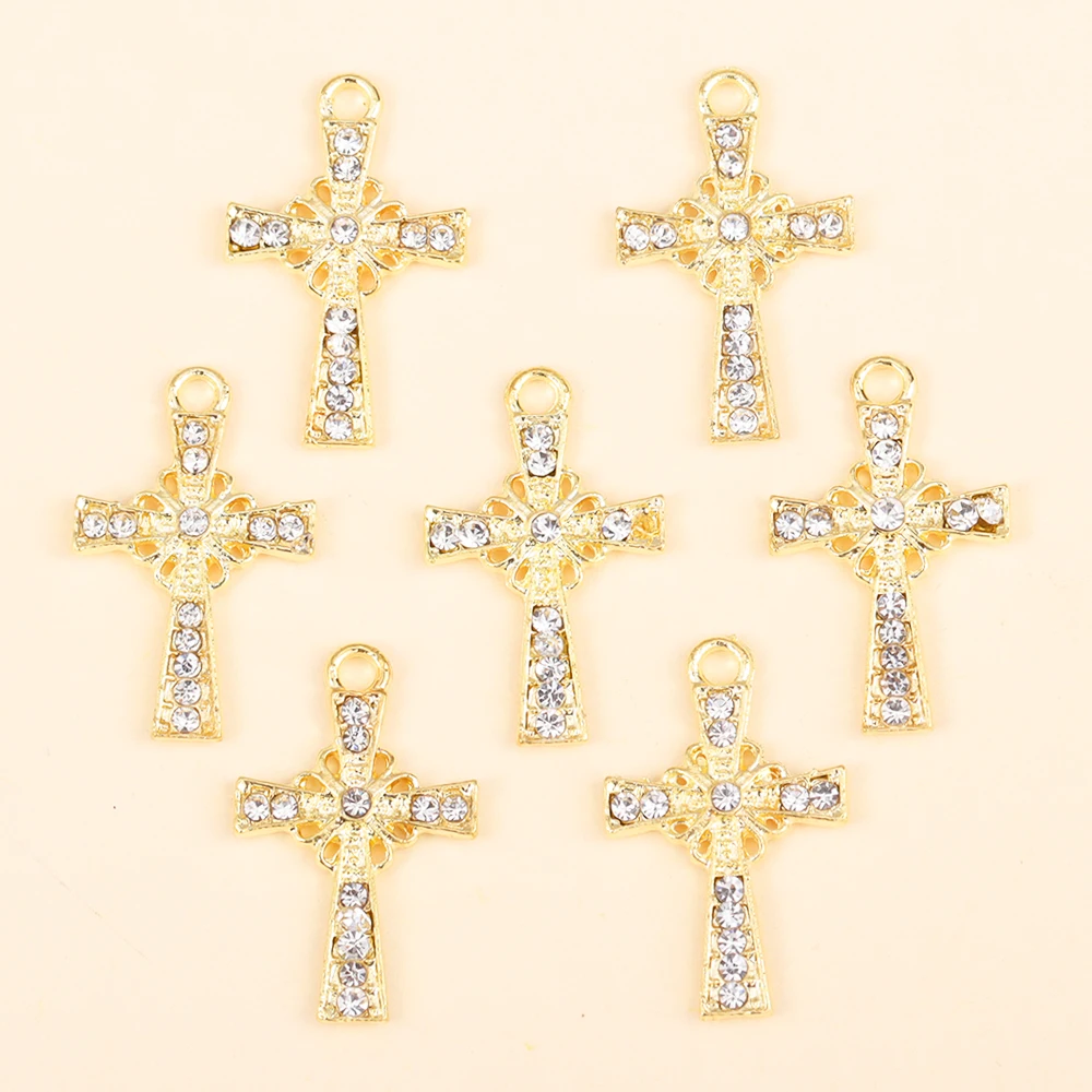 

10Pcs Fashion Shiny Crystal Zircon Cross Pendant Necklace for Women Girl Jewelry Making Bracelet Exquisite Accessories Party Jew
