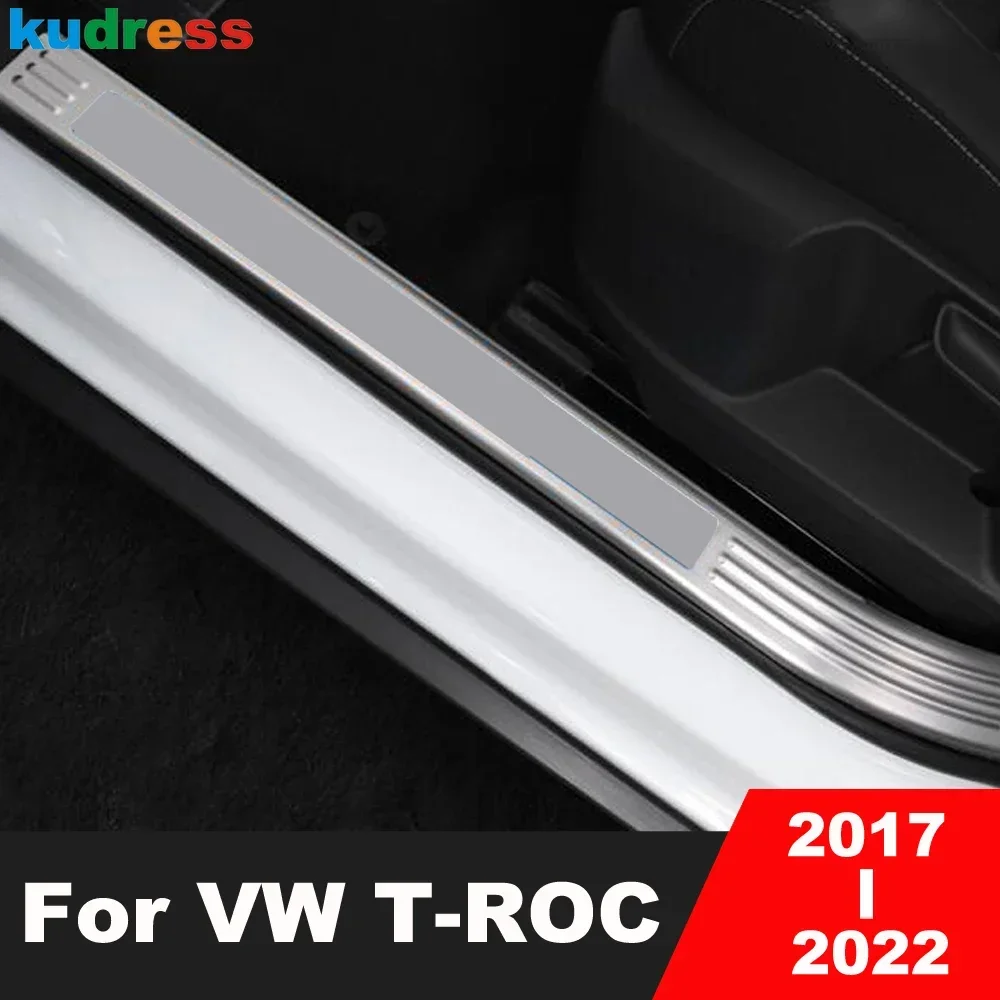 Accessories For Volkswagen VW T-Roc TROC 2017-2021 2022 Steel Car Door Sill Scuff Plate Cover Trim Welcome Pedal Protector Guard