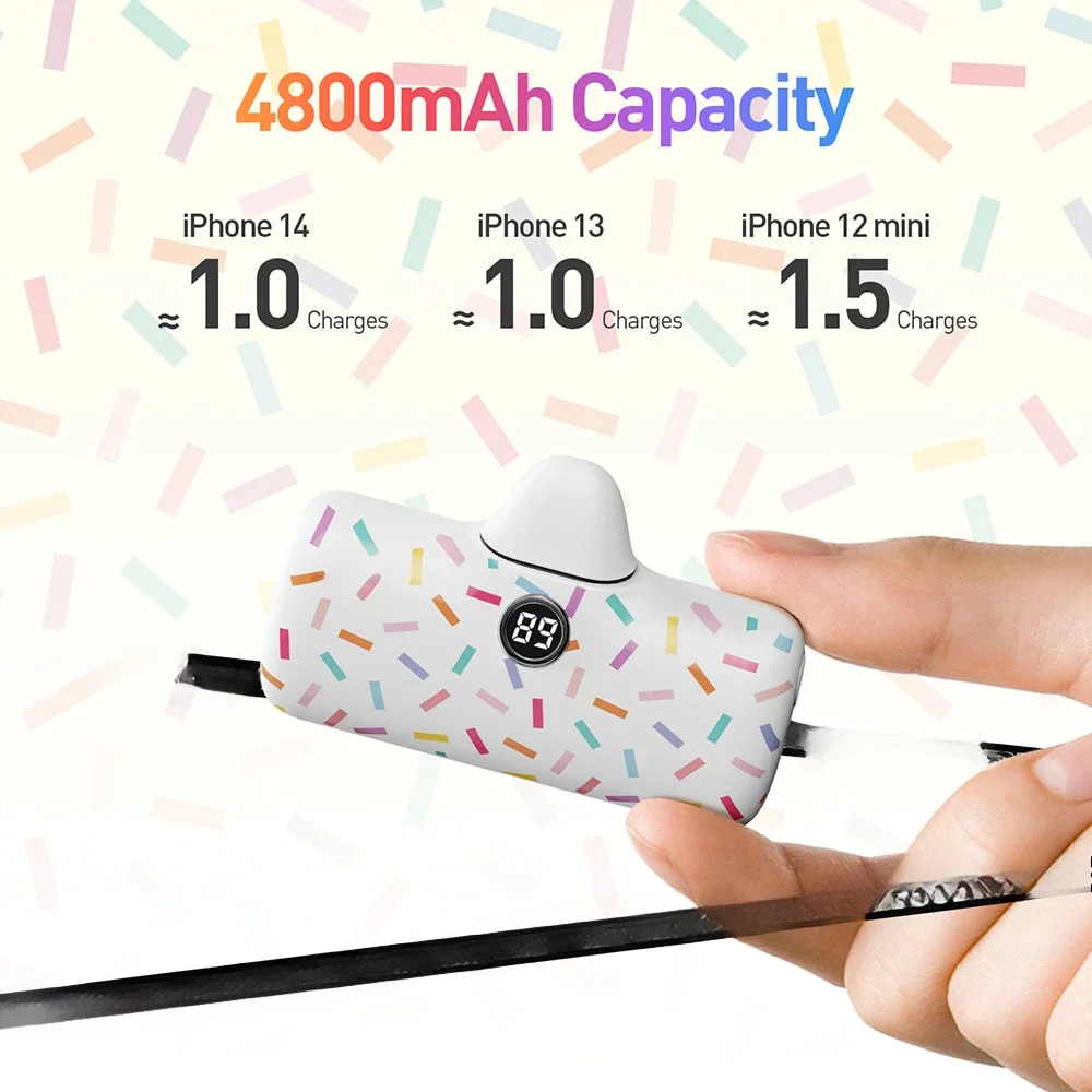 5000mAh 20W Fast Charging Mini Portable Capsule For IPhone Type-C Lightning Interface Pocket Power Bank