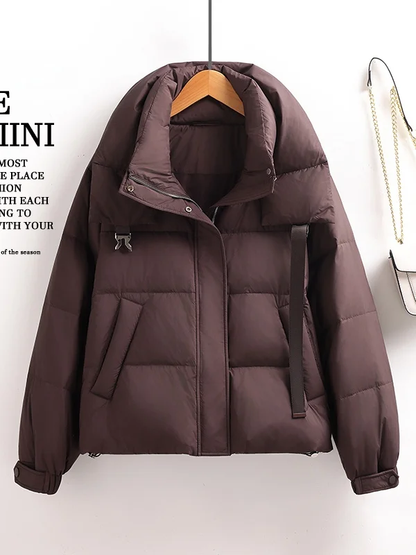 

Женское белое пуховое пальто Jaet 2025, новое зимнее свободное повседневное утягивающее теплое пальто Thiened 90, пуховое пальто