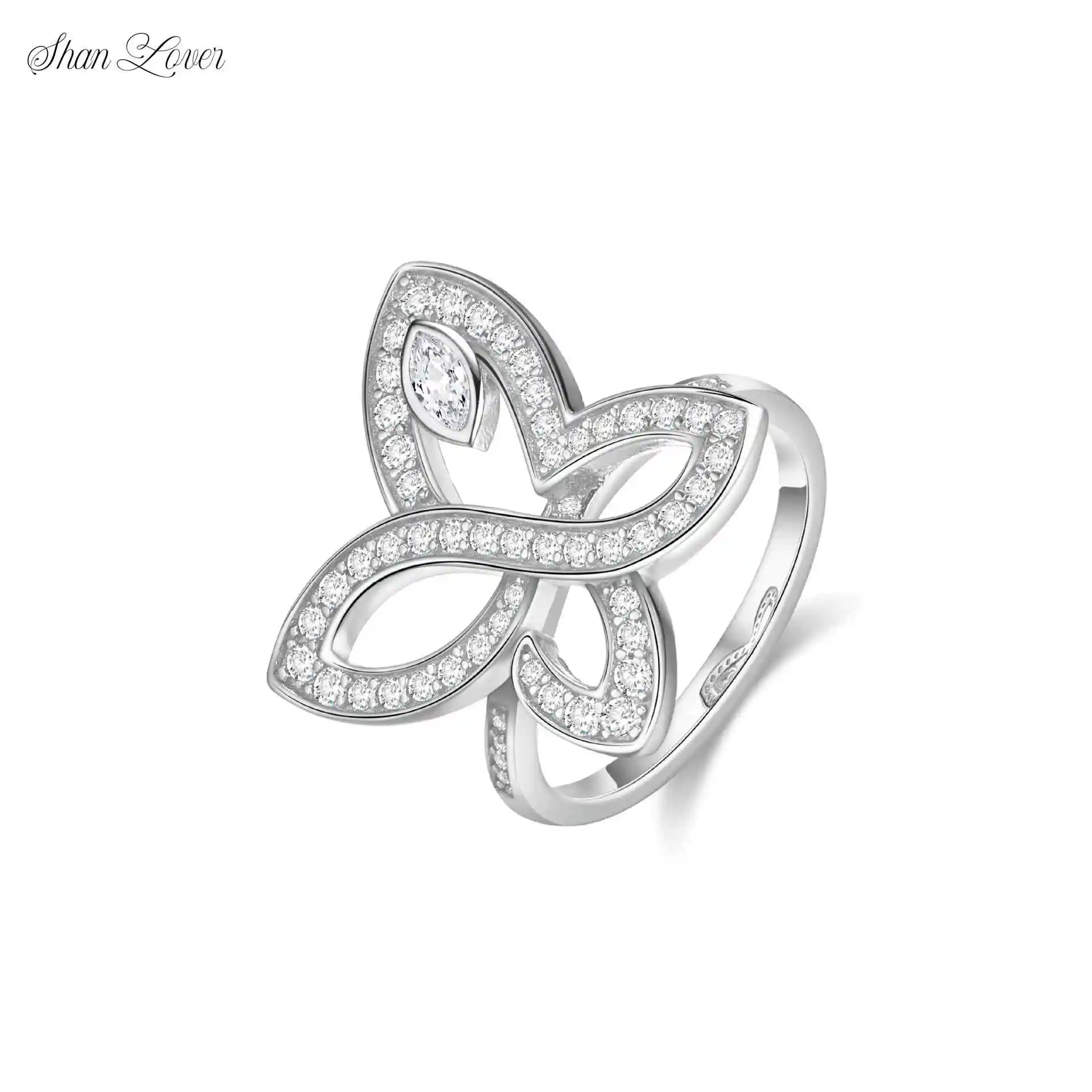 

ShanLover Brand High Quality Real 925 Sterling Silver Diamond Flower Ring for Women Fashion Jewelry Gemstones Ring for Women