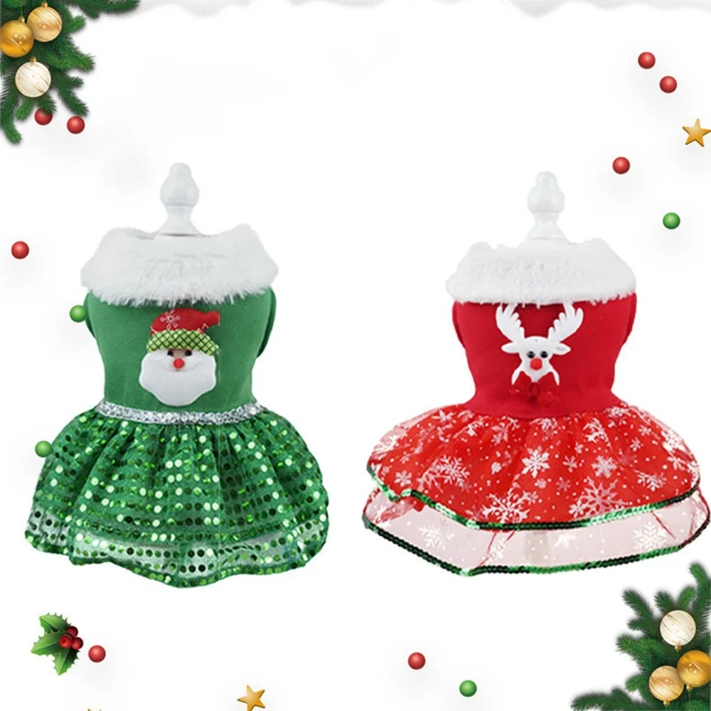 Christmas Dog Dress Small Dog Apparel Cat Dress Skirt Xmas Dog Clothes Puppy Dress Holiday Birthday Doggie Party Pet Costumes