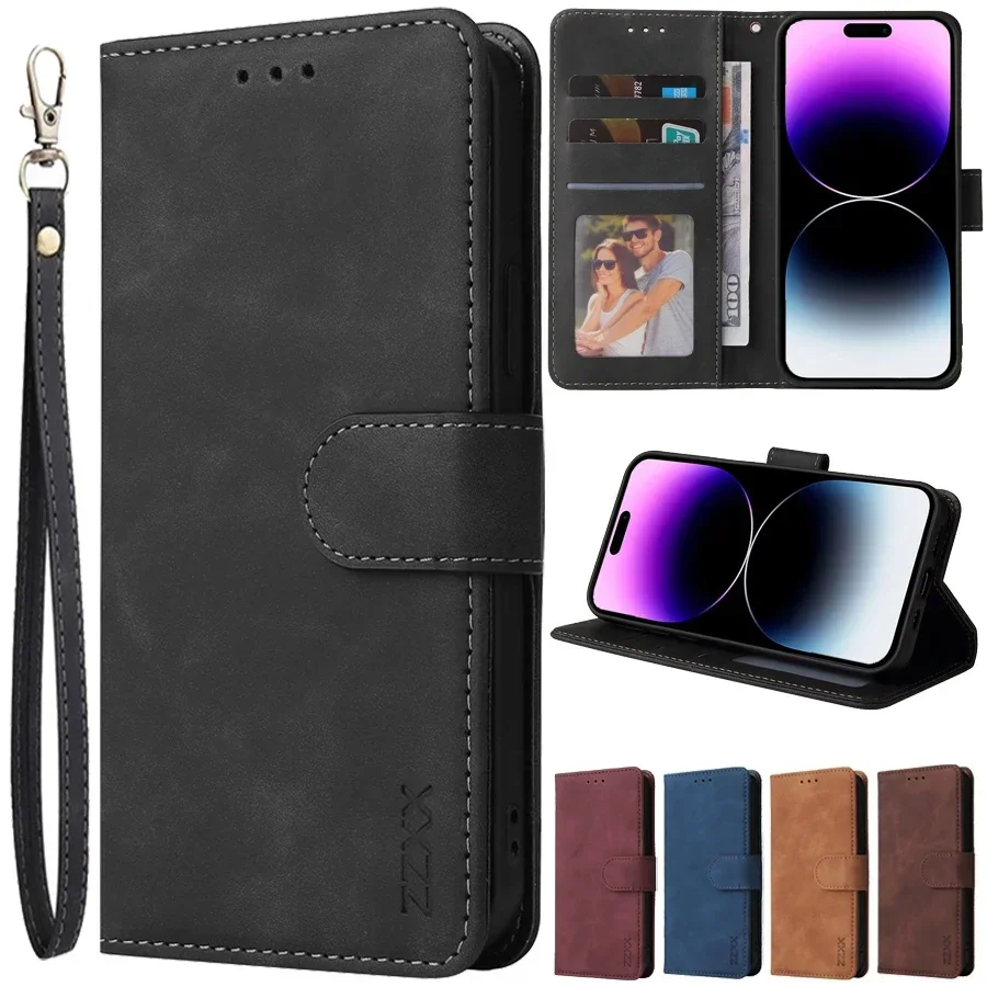 Wallet Skin-friendly Card Stand Magnetic Flip Case For Apple iPhone 16 Pro Max 15 Plus 14 13 Mini 12 11 SE 2 X XS XR 8 7 Cover