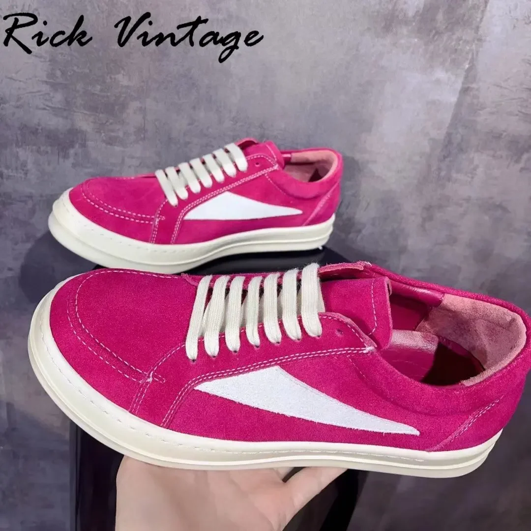 Rick Vintage-Chaussures rondes décontractées en cuir véritable pour hommes et femmes, baskets plates à lacets, baskets de luxe, Hip-Hop Street Dunk