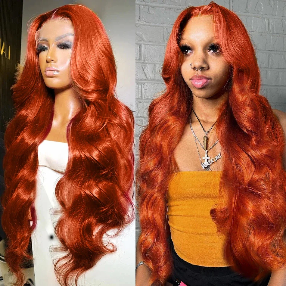 

180% 30 40 Body Wave Ginger Orange 13x6 Lace Front Human Hair Wigs 13x4 Lace Frontal Wig 5x5 Glueless Ready To Go Wear Remy Hair