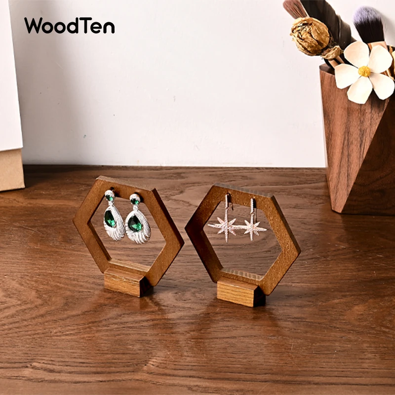 WoodTen Solid Wood Earrings Display Props for Women's Earrings Hanging Jewelry Ear Clips Display Shelf Jewelry Display Stand