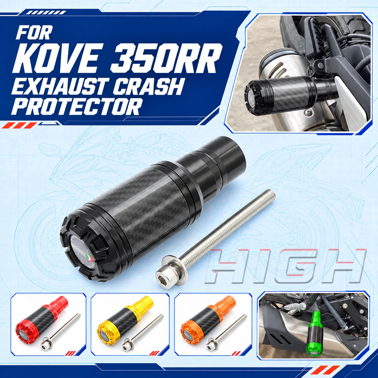 FIT FOR KOVE 350RR RR 350Modified exhaust anti-collision ball anti-fall bar